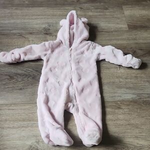 George Pink Plush Hooded Footed One-Piece